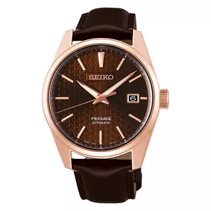SEIKO Presage Sharp Edged Series SPB170J1 Rose Gold Tone Case Brown Dial Watch - Picture 1 of 12