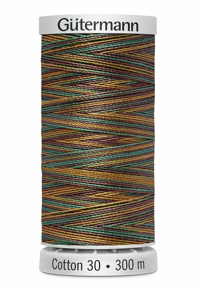 Gutermann Cotton 30 # 4114 VARIEGATED BROWN GREEN MIX, 300m Embroidery, Qu - Image 1 of 1