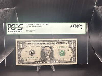1985 $1 Dollar Star Note - Fr 1913 L * - Federal Reserve Note SF CA - Pcgs 65PPQ - Image 1 of 3