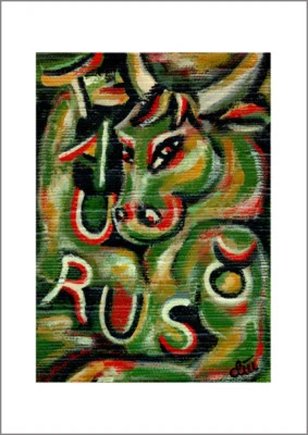 JACQUELINE DITT - Taurus A4 DRUCK n.Gemälde Stier Sternzeichen - Bild 1 von 3