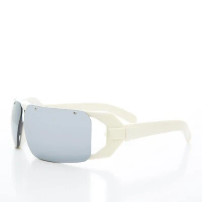 White Wrap Futuristic 80s Sunglasses - Worley - Image 1 of 3