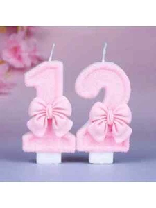 0-9 Pink Bowknot Number Birthday Candles Creative Cake Topper Decoration - Picture 1 of 29