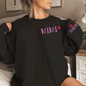 Sudadera Bordada Mimi, Sudadera Bordada Mamá Personalizada Abuela Nana Gigi - Imagen 1 de 5