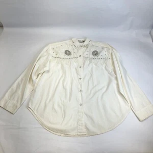 Quizz Vintage Western Hemd Fransen Nieten Cowboy Rodeo Bluse Top Creme Large - Bild 1 von 18
