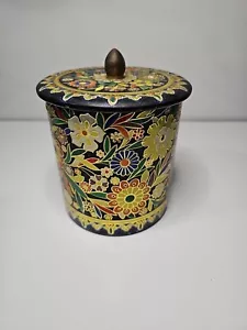 Multicolor Cloisonne Style Floral Tin Metal Made in Holland Lidded - Picture 1 of 8