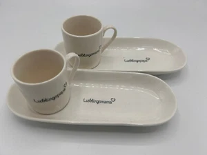 2x Espressotasse mit ovalem Untersetzer "Lieblingspapa" + "Lieblingsmama" | NEU - Bild 1 von 5