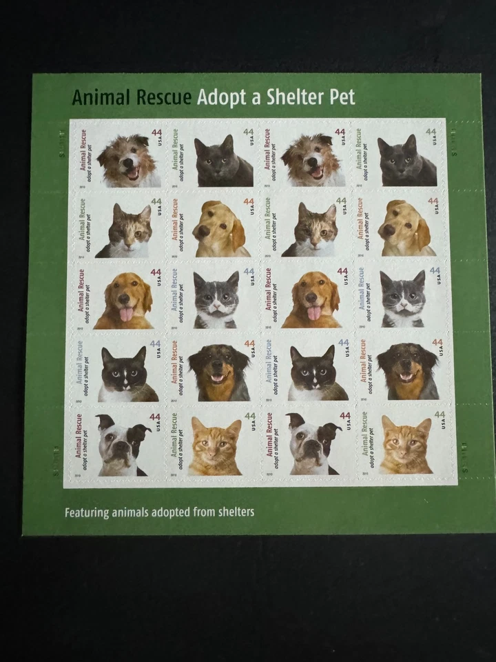 Scott #4451-60 Adopt a Shelter Pet Pane of 20 44¢ Stamps (2010) - Image 1 of 1
