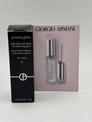 NEW NIB Giorgio Armani Prisma Glass Lip Gloss 01 Clear Shine MINI 1ml/0.03oz ATH - Image 1 of 4