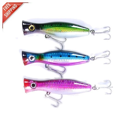 Large 3-Pack of Colorful Fishing Poppers - Ideal for Offshore & Surf Fishing - Image 1 of 4