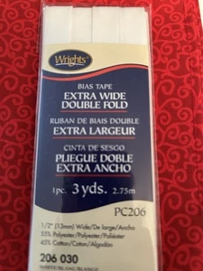 Wright’s Extra Wide Double Sided Bias Tape 206- WHITE - Picture 1 of 1