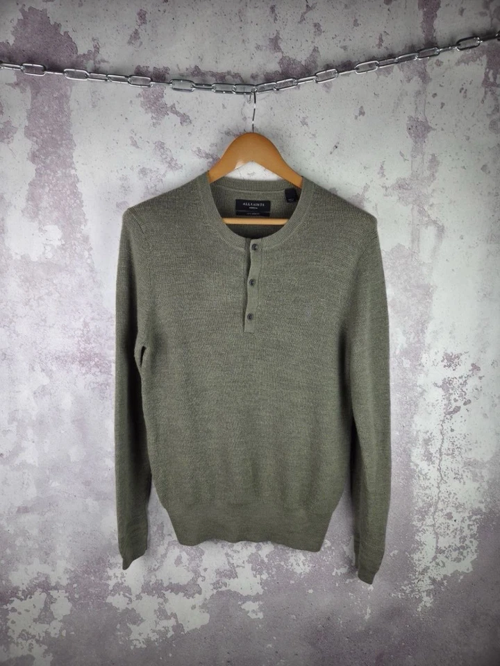 Allsaints Sweater Wool Men’s Luxury Y2K Long Sleeve Knitted Green Size M - Image 1 of 4