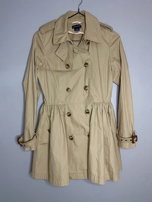Trench coat Polo Ralph Lauren feminino tamanho 12 bege cáqui algodão ajuste e brilho - Imagem 1 de 4