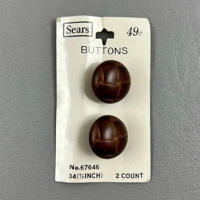 Sears No 67646 Size 34 7/8” Brown Buttons 2 Count Japan Leather Look Shank - Image 1 of 3