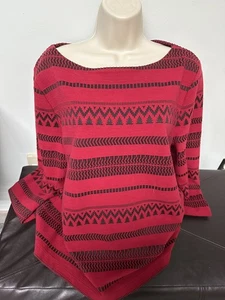 J. Jill Damen Gr. XL zierlich rot schwarz Strick strukturiert leichter Skipullover - Bild 1 von 9