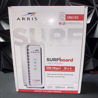 ARRIS SB6183 SURFBoard DOCSIS Speed 3.0 Cable Modem Xfinity Cox Spectrum - White - Image 1 of 4