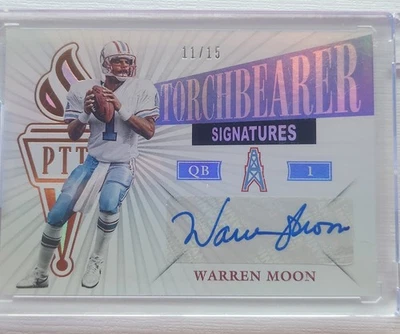 Warren Moon 2019 PASSING THE TORCH AUTO /15 HOUSTON OILERS HOF AUTOGRAPH - Image 1 of 2