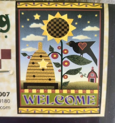 Jeremiah Bee-Line Bandera Jardín Beeskep "Bienvenido" 12-1/2"x18" Nuevo En Bolsa Foto 1 de 4