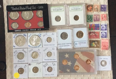Mixed lot Coins, Stamps 1897S MORGAN,1976 Mint Proof, 2015 SILVER DOLLAR & MORE - Image 1 of 4
