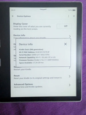 Amazon Kindle Oasis 9th Gen 32GB Grey, Wi-Fi + 3G, CW968W, ones red description - Image 1 of 4