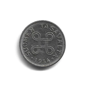 World Coins - Finland 1 Markka 1954 Coin KM# 36a - Picture 1 of 3