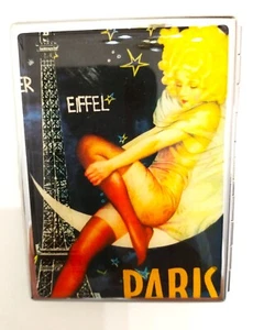 NIB Paris Eiffel Tower Old Time Pin Up Girl Cigarette/Wallet/Business Card Case - Picture 1 of 5