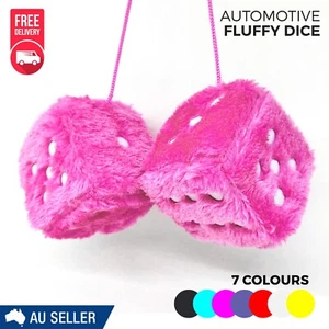 Fuzzy Plush Fluffy Dice Car Accessory - Picture 1 of 10