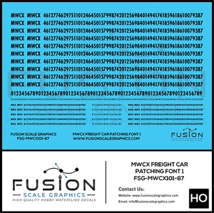 HO Scale MWCX Freight Car Patching Decal Set Font 1 - Picture 1 of 1