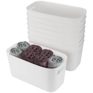 8 Pack Storage Bins Pantry 10"long Bathroom Vanity Plastic Organizer Tote Hles - Picture 1 of 6