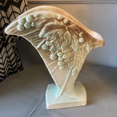Vintage McCoy 1940s Grapevine Fan Vase 7” Tall - Image 1 of 4