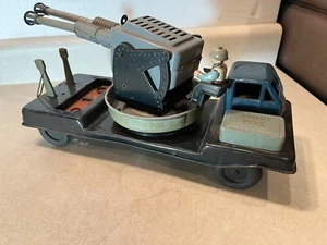 Vtg Air Defense Pom Pom Gun  Linemar Japan Truck Tin Toy Parts or Repair 1960's - Picture 1 of 13