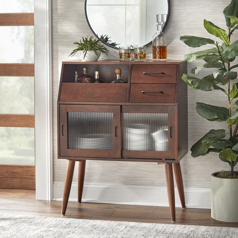 TMS Taymour 31.5" Mid-Century Sideboard Buffet, Walnut Cover