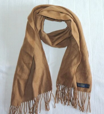 Bufanda de cachemir tostado con flecos CLUB ROOM 11 X 57 EXCELENTE Foto 1 de 3
