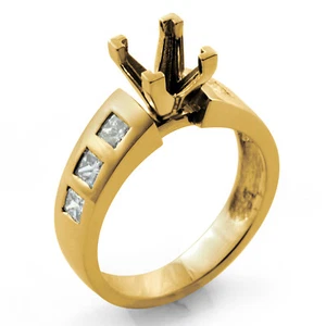 0,50 ct Princess VS2 halbmontierter natürlicher Diamant Verlobungsring 14 kt Gold gelb - Bild 1 von 2