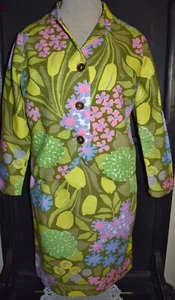 Vintage 60s Womens Floral Skirt suit Set Cotton Textured Fabric California Label - Picture 1 of 24