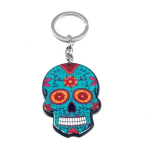 1 x Steampunk, Halloween Gothic, Skull Shaped Plastic Keyring - Great Gift Idea - Picture 1 of 1