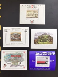 Austria 5 Mini Sheets 1981-1987 MNH - Picture 1 of 1