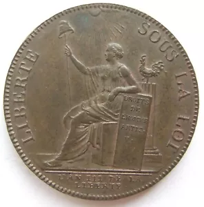 Medalla Francia Revolución París Monneron 2 Sols 1791 en brillo casi sello - Imagen 1 de 2