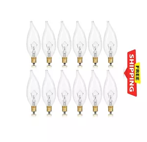 E12 Incandescent Light Bulbs 40Watt Warm White 2700K, 300 Lumens Candelabra 12PC - Picture 1 of 6