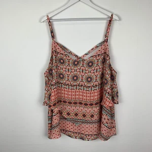 Torrid Womens 3X Tank Top Geometric Printed Multicolor Cutout Plus Size - Picture 1 of 3