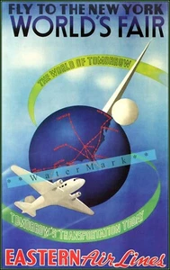 World's Fair 1939 New York Vintage Poster Print Retro Style Eastern Airline Art - Picture 1 of 5