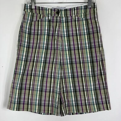 Croft & Barrow Shorts Women's Size 6 Bermuda Mid Rise Plaid Cotton Blend Stretch - Image 1 of 4