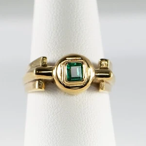 Anello giallo 18 carati con smeraldo originale - Foto 1 di 16
