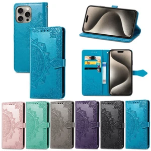 For iPhone 16 Pro Max 15 XR 7 Printed Magnetic Flip PU Leather Wallet Phone Case - Picture 1 of 16