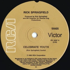 Rick Springfield ORIG OZ 45 Celebrate youth EX ’85 RCA 10445 Power Pop Rock - Picture 1 of 1