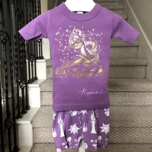 Hanna Andersson Disney Princess Purple Gold Print Rapunzel Pajama Set Size 90 3T - Picture 1 of 6
