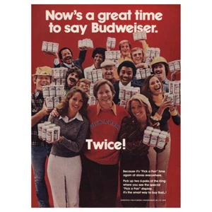 1977 Budweiser: Say Budweiser Twice Vintage Print Ad - Picture 1 of 1