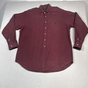 90s VTG Polo Ralph Lauren Long Sleeve Button Up Red Mens 2XL Blue Pony Heavy Red - Picture 1 of 8