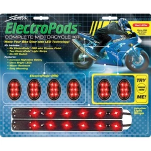 Streetfx Electropod Motorcycle LED Light Kit - Red/Black - 1042186 - Foto 1 di 1