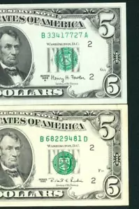 (( TWO NOTES )) $5 1963 Federal Reserve Note ** PAPER CURRENCY - Picture 1 of 3