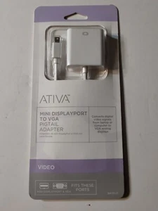 ATIVA Mini DisplayPort to VGA PIGTAIL ADAPTER 529-671 New in Package - Picture 1 of 2